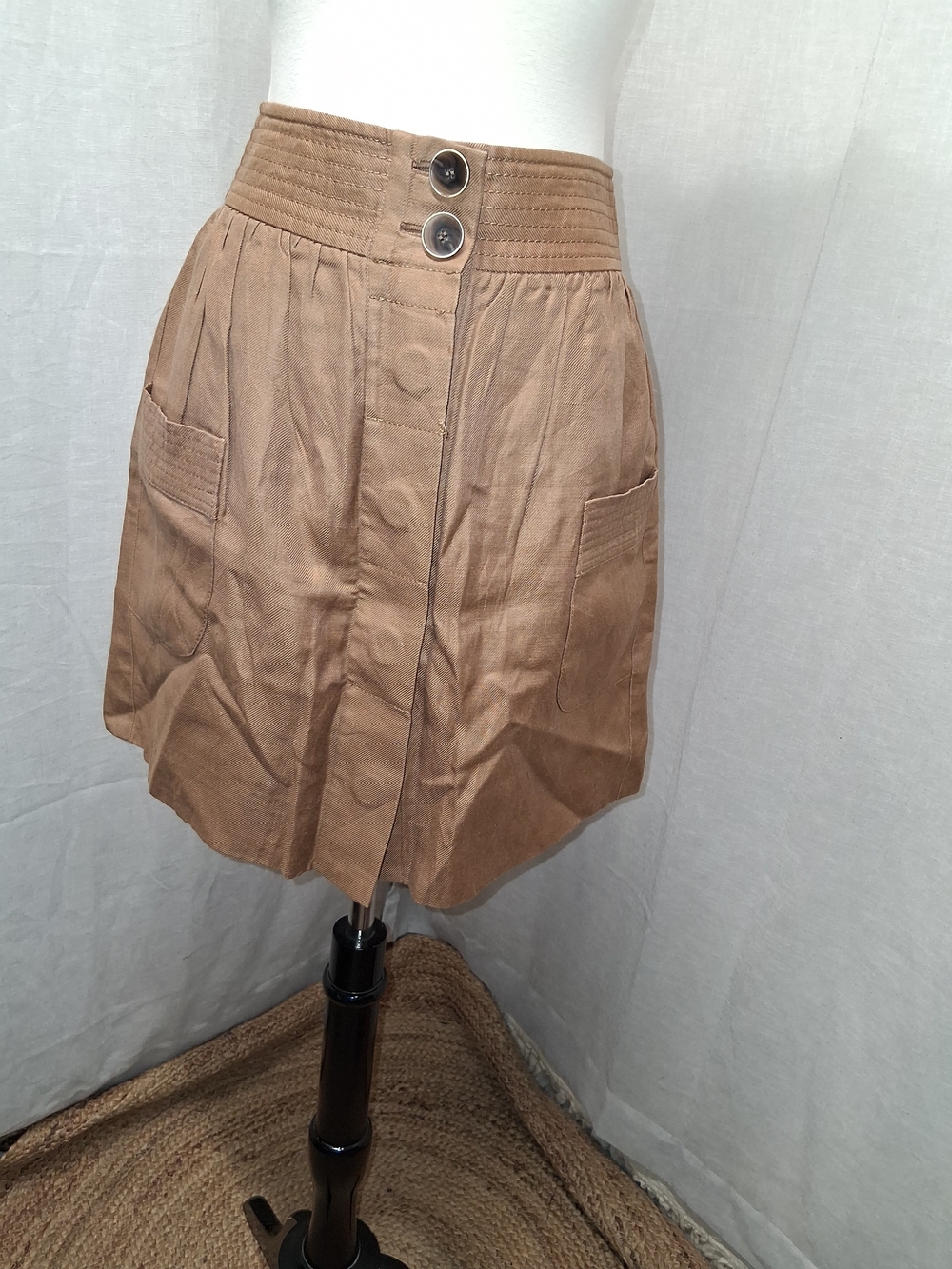 J. Crew Tan High-Waist Mini Skirt with Front Pockets